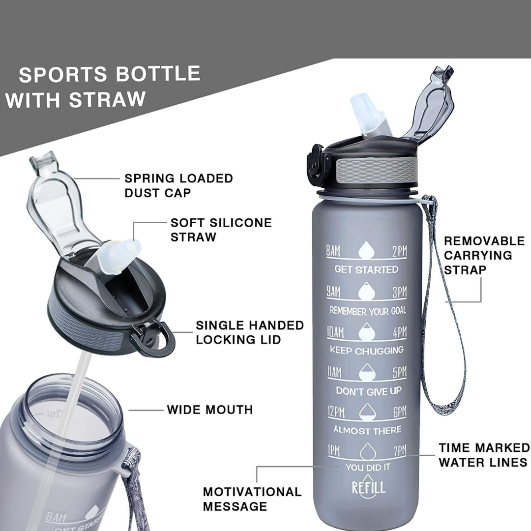 Botella de agua motivacional 1L