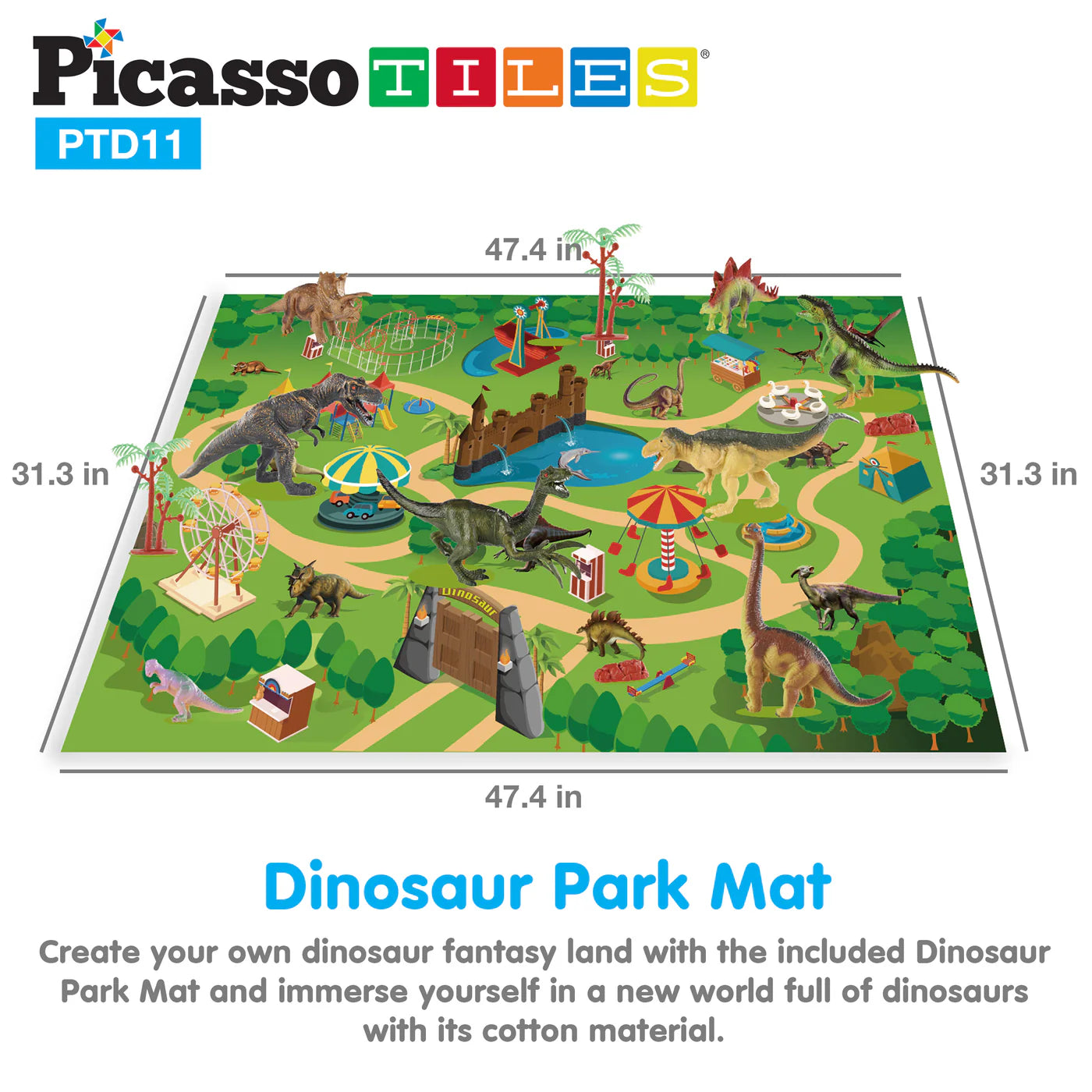 Picasso 32pcs Dinosaur Action Figures w/Playmat