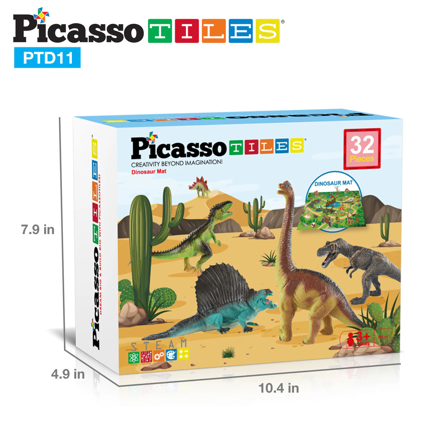 Picasso 32pcs Dinosaur Action Figures w/Playmat