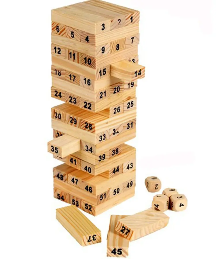 jenga madera con dados