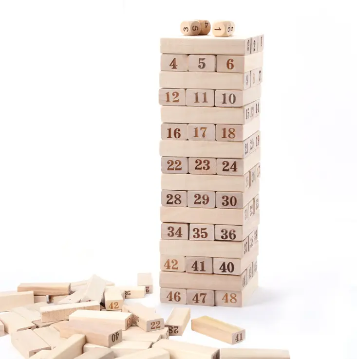 jenga madera con dados