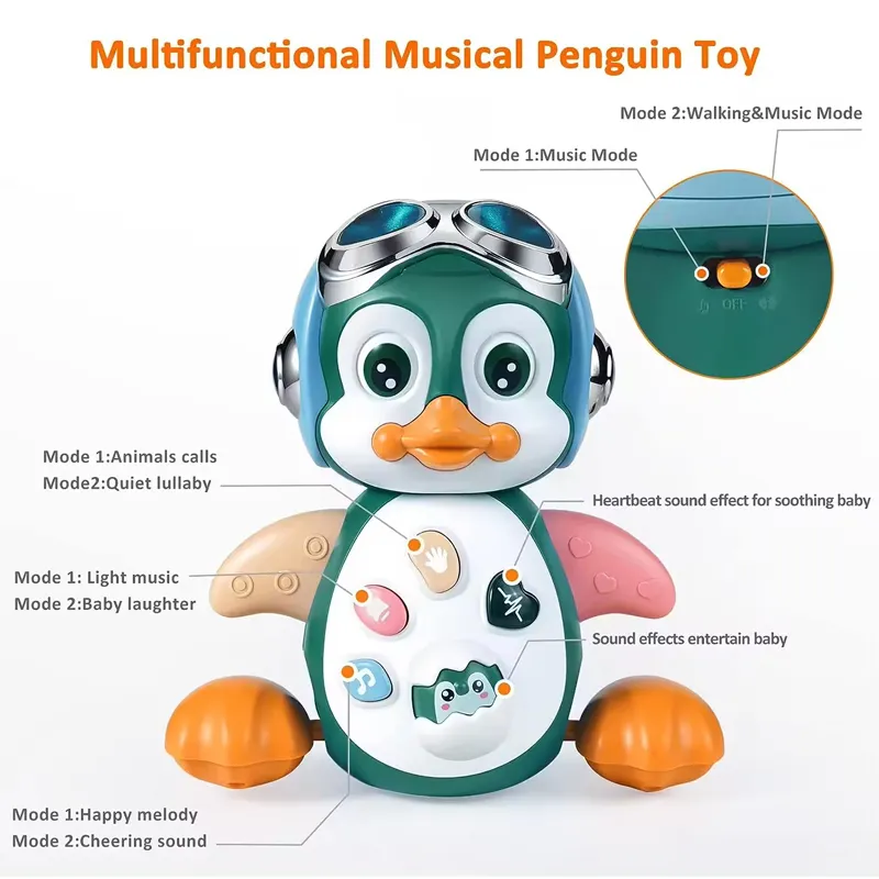 Robot pingüino con música