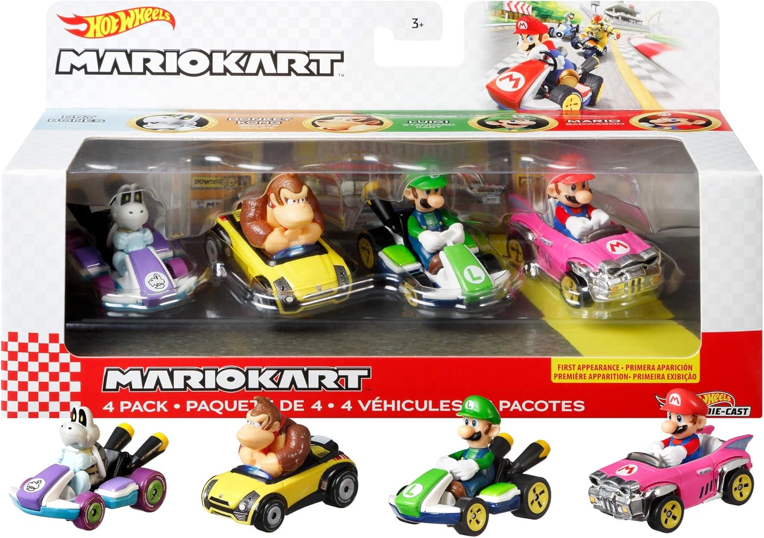 HOT WHEELS MARIO KART SORPRESA PAQUETE DE 4