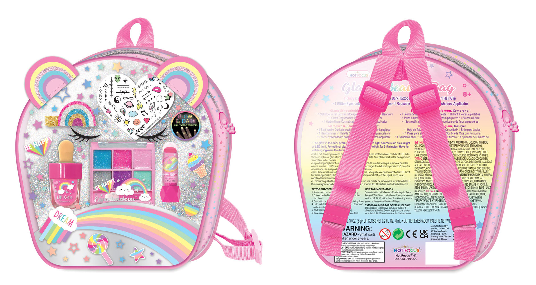 Bolsa de belleza Glamz, arcoíris