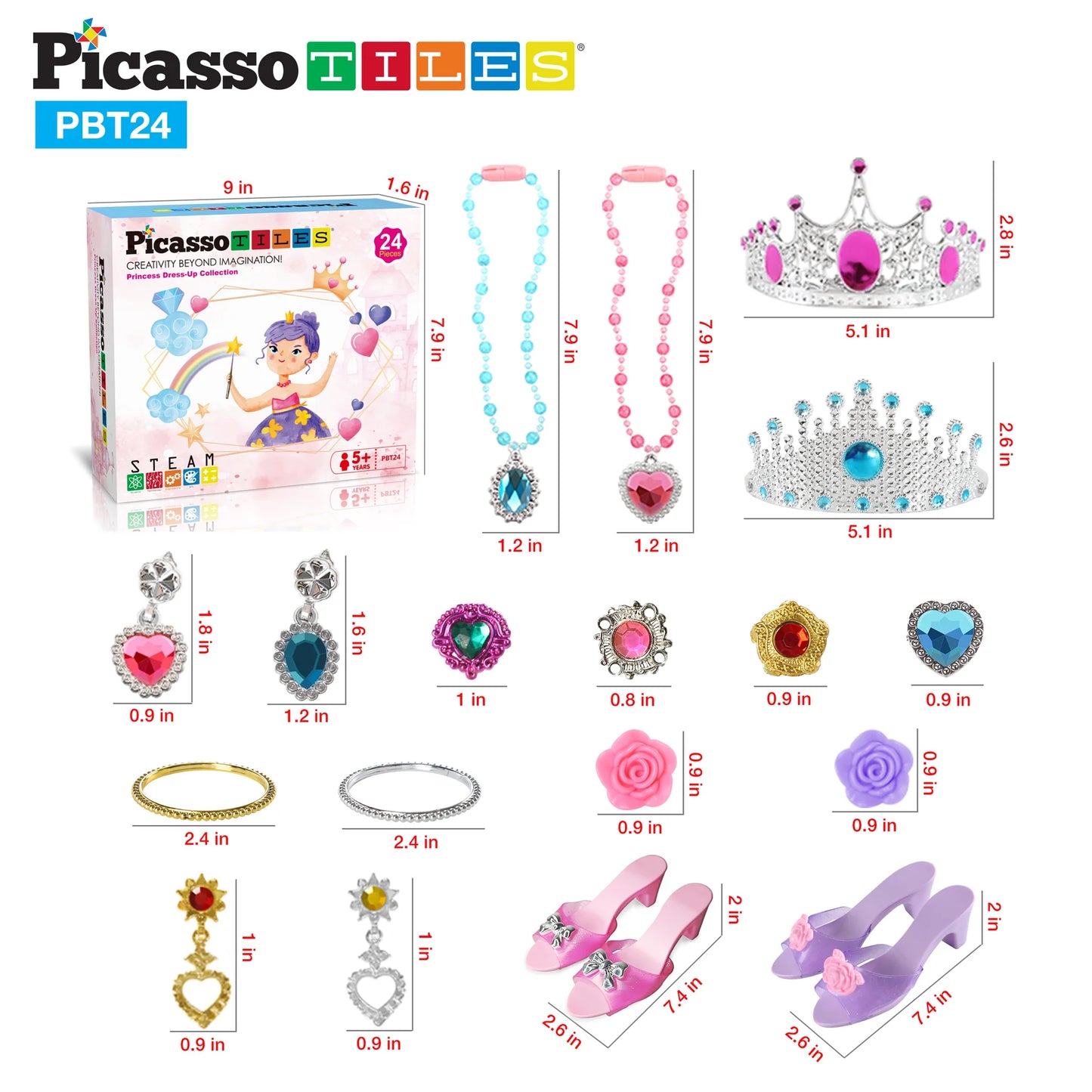 Picasso  24 Piece Royal Princess Dress Up Jewelry & Shoe Boutique Toy