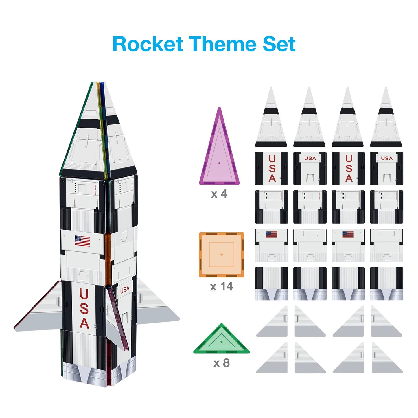 Picasso  64pc  Rocket,  Train  and  School  Bus  Theme  Set