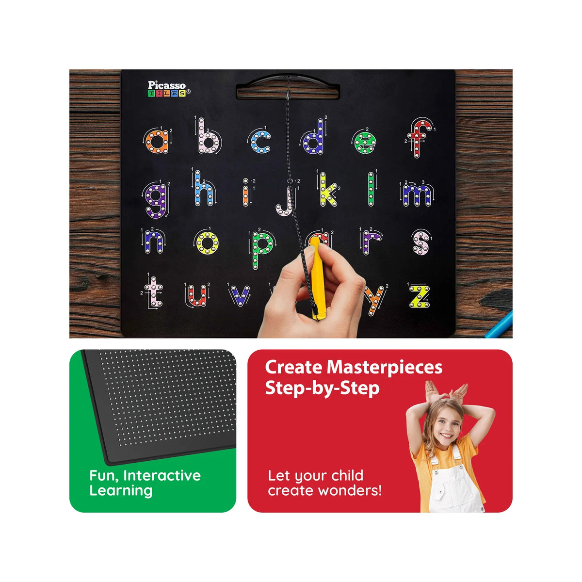 Picasso Tablero magnético 2 en 1 Letras y estilo libre