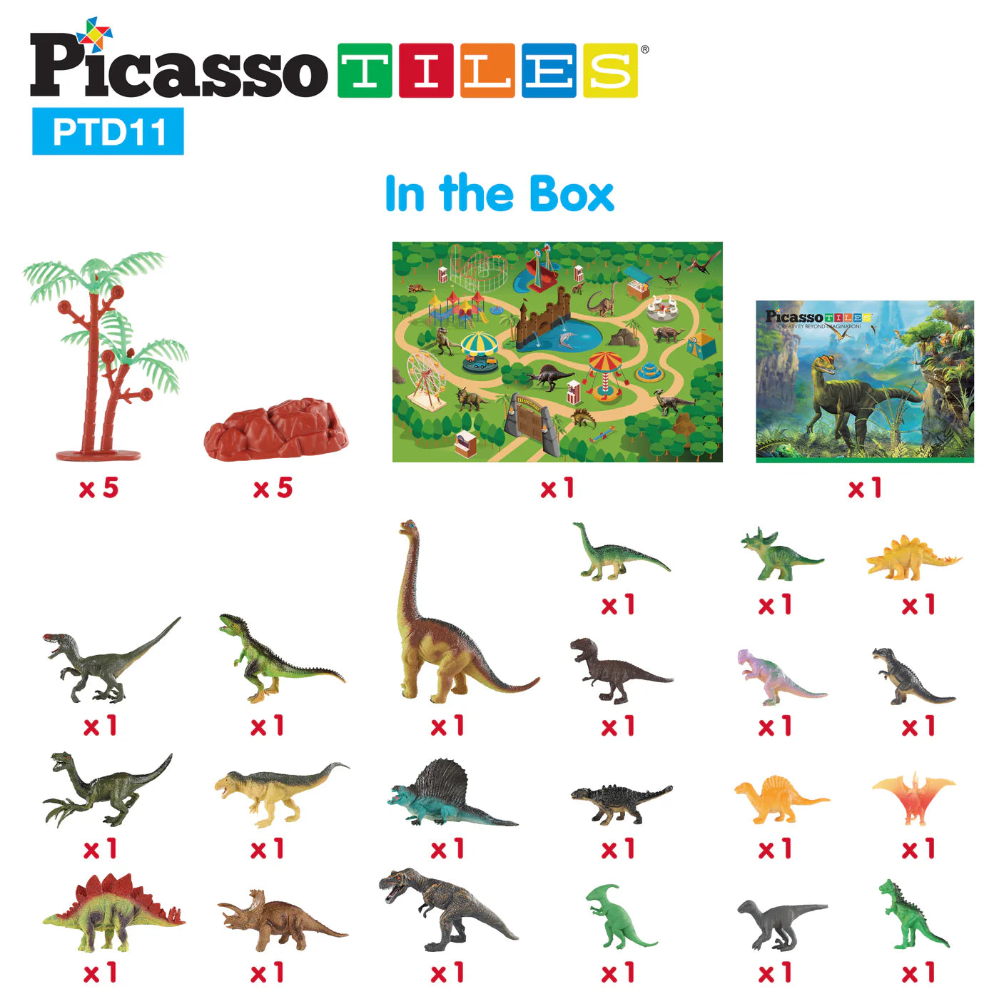 Picasso  32pcs Dinosaur Action Figures w/Playmat