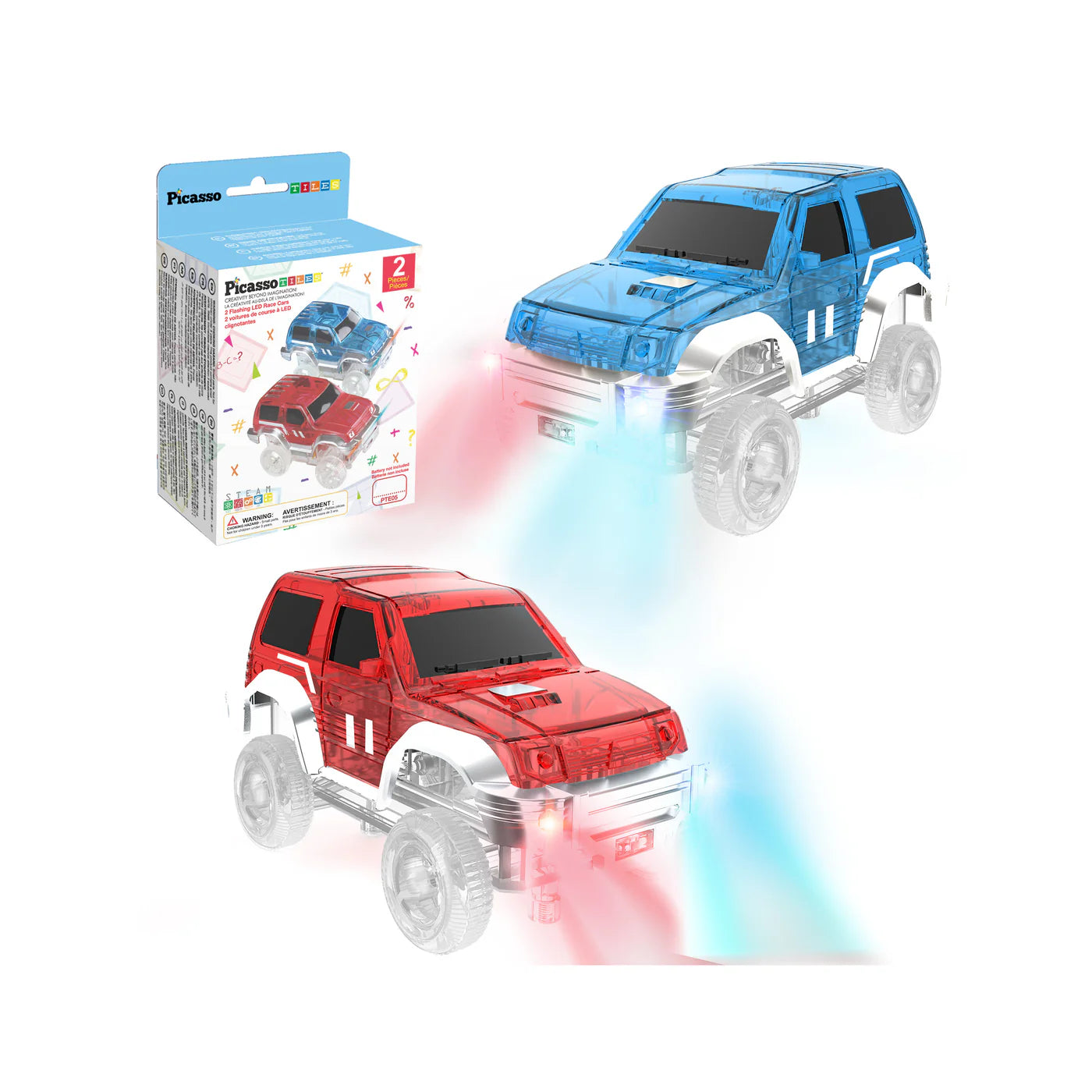 2 pcs FLASHING LED RACE CARS
