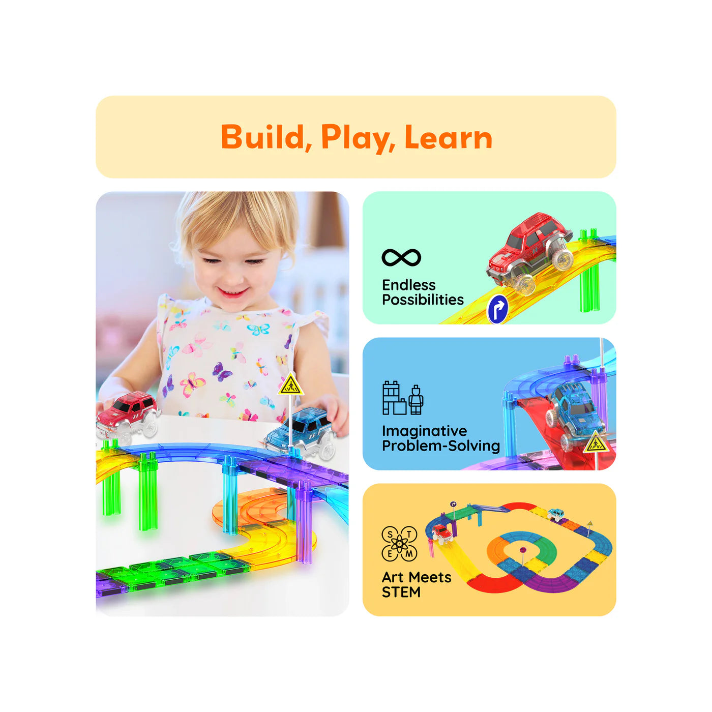 3 pcs FLASHING LED RACE CARS