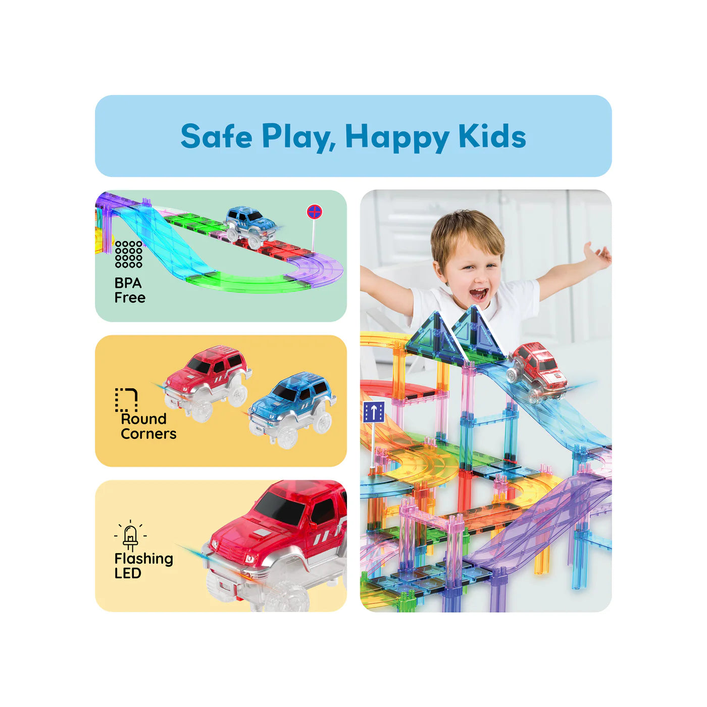 2 pcs FLASHING LED RACE CARS