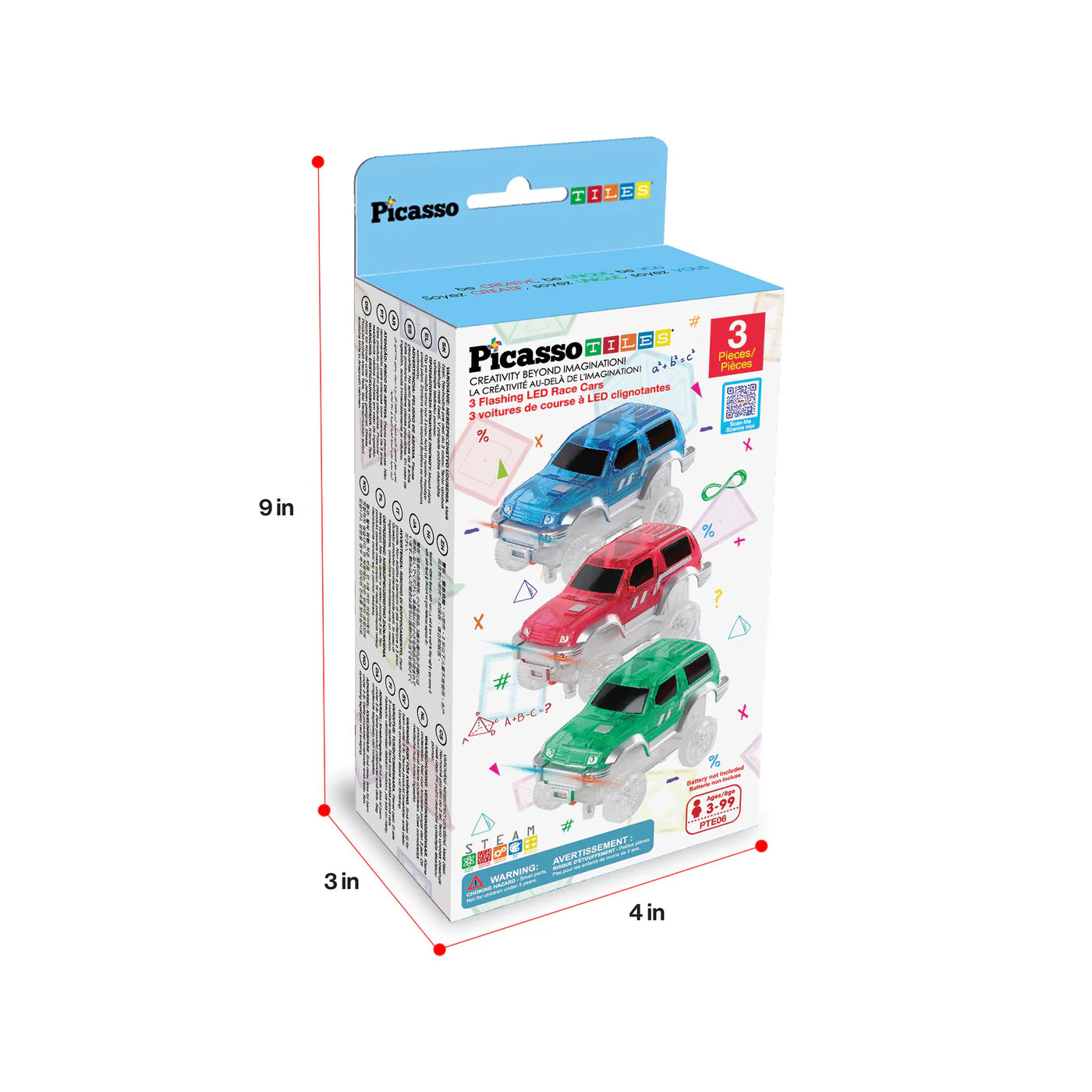 3 pcs FLASHING LED RACE CARS