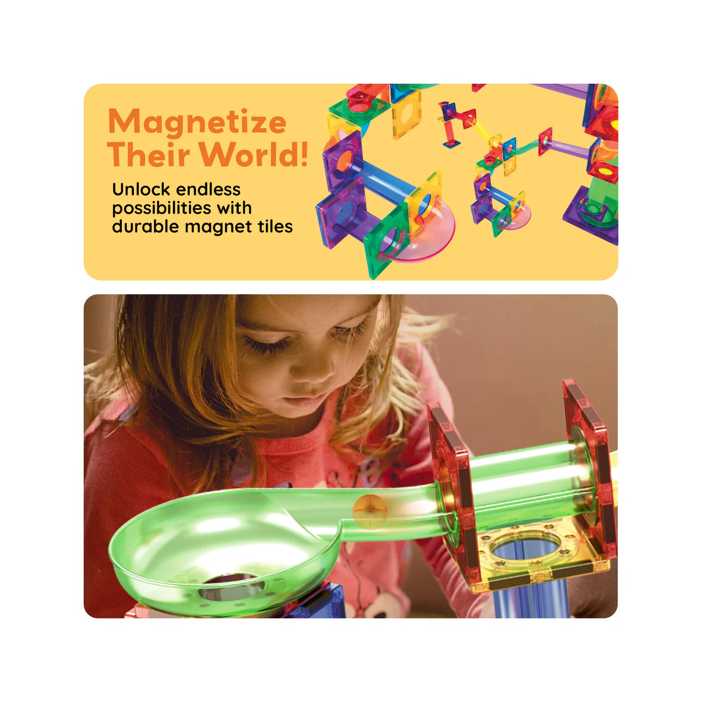 Picasso 108pc 2-in-1 magnetic marble Pista de carros y canicas