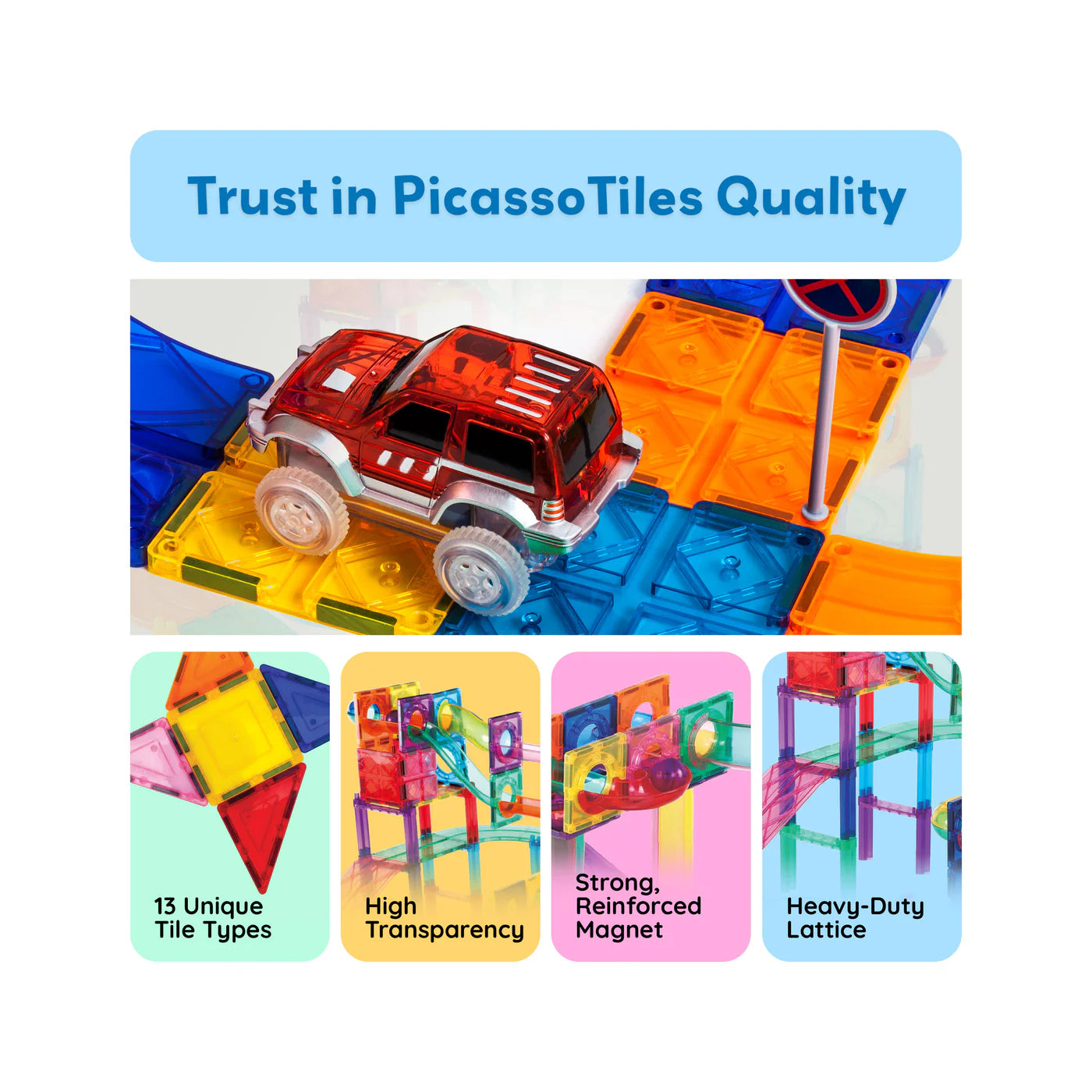 Picasso 108pc 2-in-1 magnetic marble Pista de carros y canicas