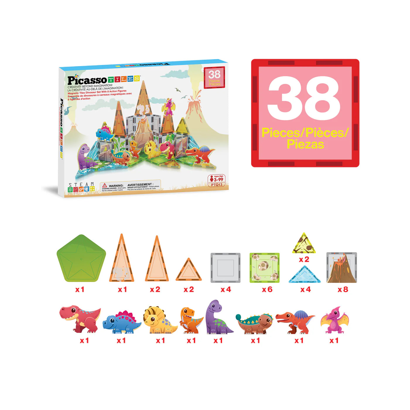 Picasso Set de Dinosaurios 38pcs