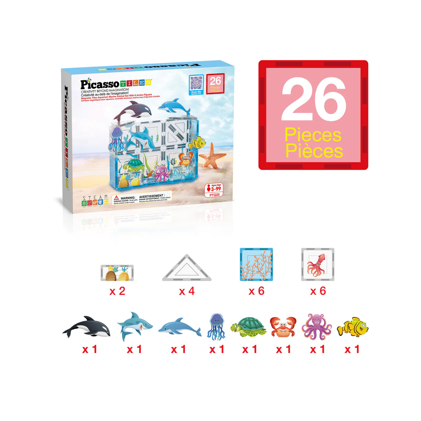 Picasso Acuario de animales marinos 26pcs