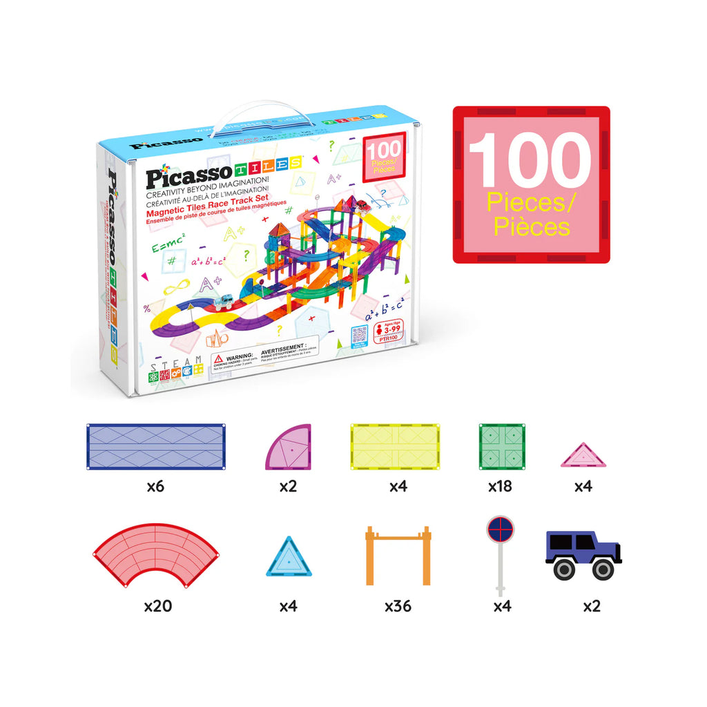 100pc  Pista de carros y bloques magneticos/ 2 LED cars