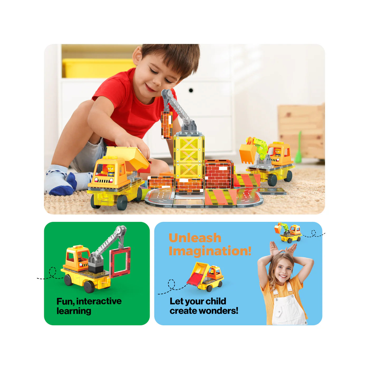 Picasso pista con camion de manivela, camion volquete 50pcs