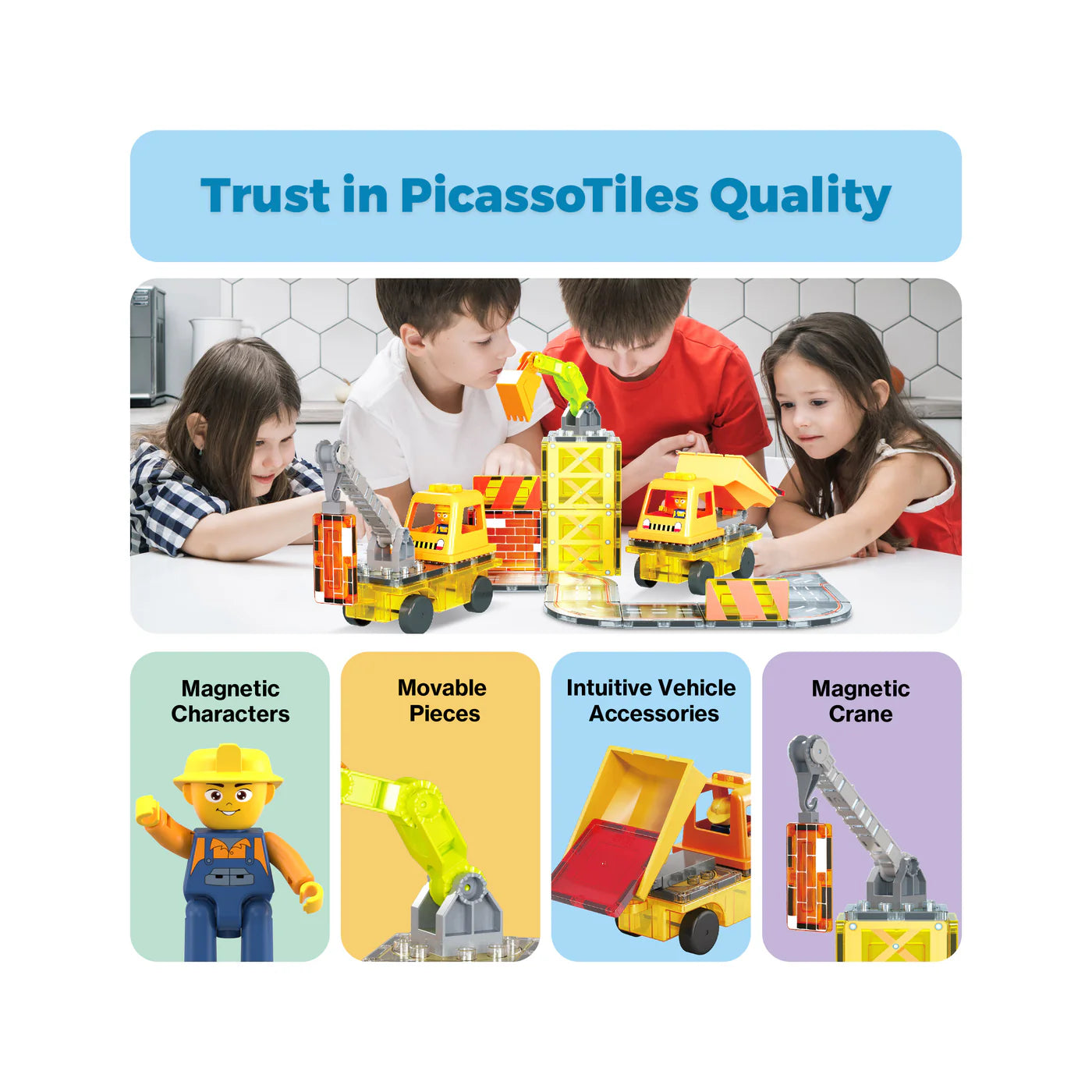 Picasso pista con camion de manivela, camion volquete 50pcs