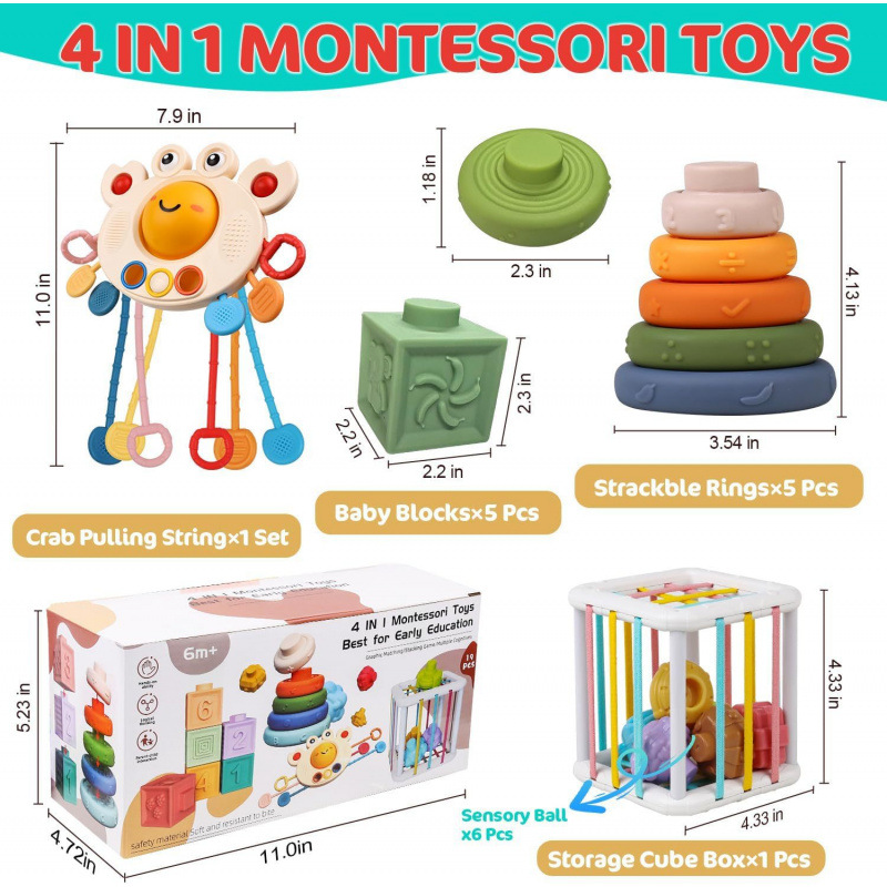 Juego para bebes 4 en 1 Montessori