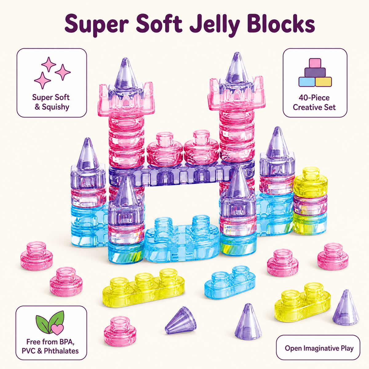 40pcs Bloques de gel Rosado