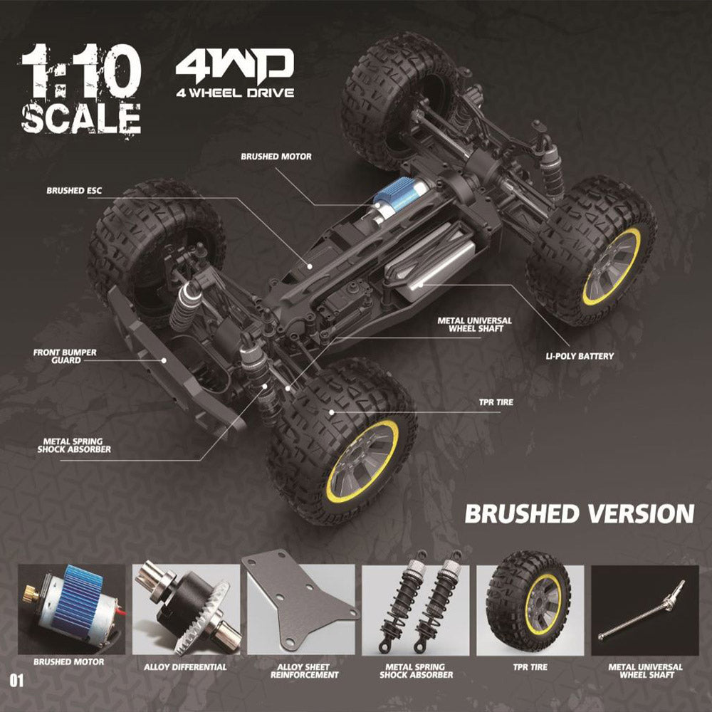 2.4G 1/10 4WD RC Car de alta velocidad 4X4 Piranha